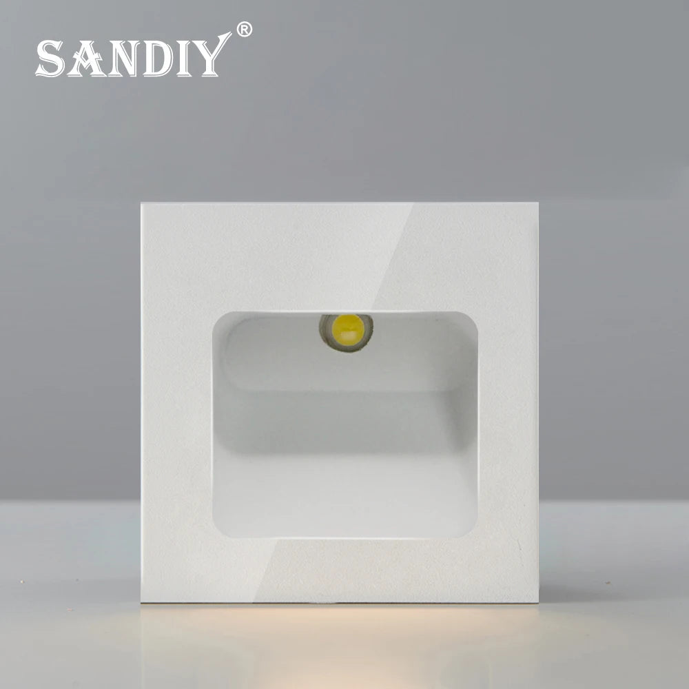 SANDIY Small Stair Light Recessed Step Lighting White Black Wall Lamps Mini 1W Aluminum Luminaire for Ladder Corridor Kids Room