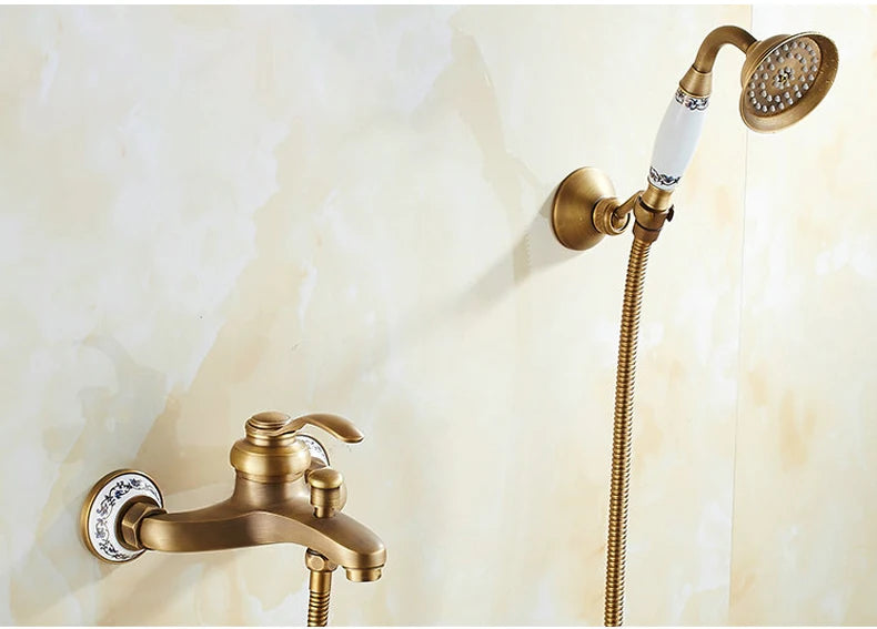 MOLI Wall mounted antique brass bronze brushed bathtub faucet with hand shower bathroom shower faucets torneiras 8306