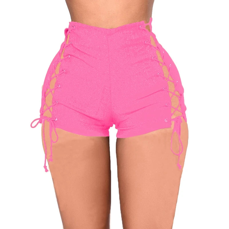 High Quality Summer Women Fashion Sexy Lace Up Denim Shorts 2025 Vintage Mid Waist Ripped Casual Hot Short Jeans Slim Streetwear