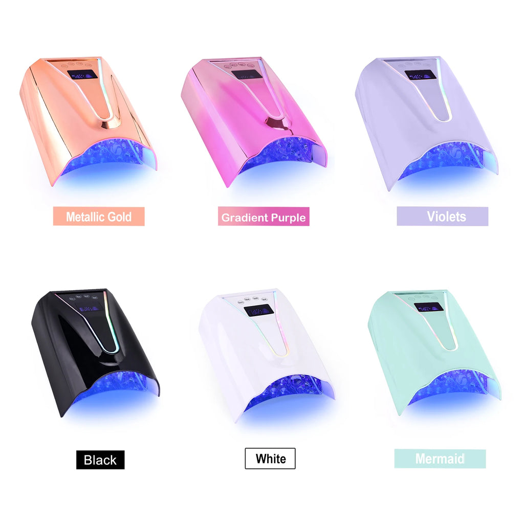 Custom Glowing logo Professional High Power 128W Wireless Rechargeable UV Led Gel Lamp Light Strip Gel Dryer Pro Cure