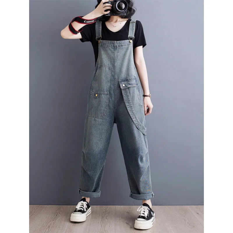 Boutique Wholesale 2026 Summer New Fashionable and Versatile Loose Casual Denim Women's Jumpsuit