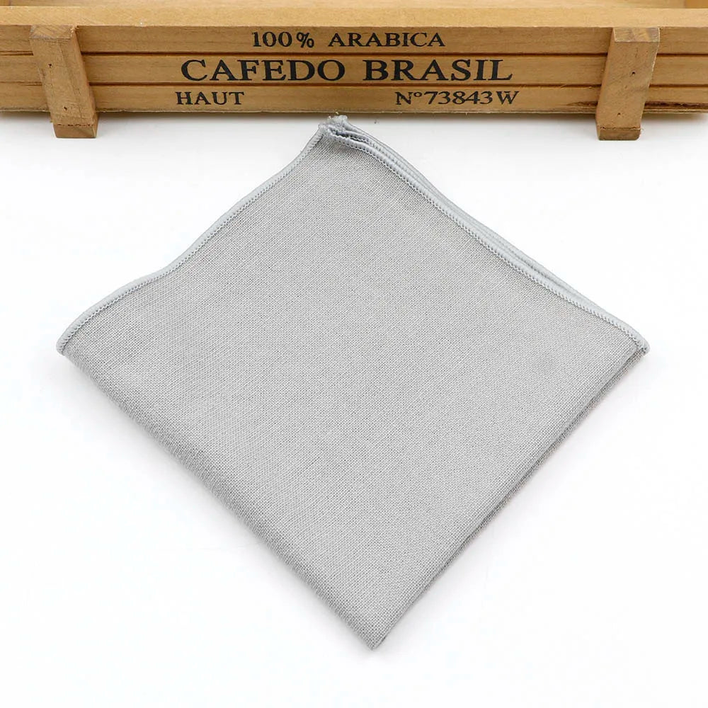 New Solid Color Pocket Square Green Navy Colorful Handkerchief Cotton Polly Texture Pocket Men's Accessories Business Wedding