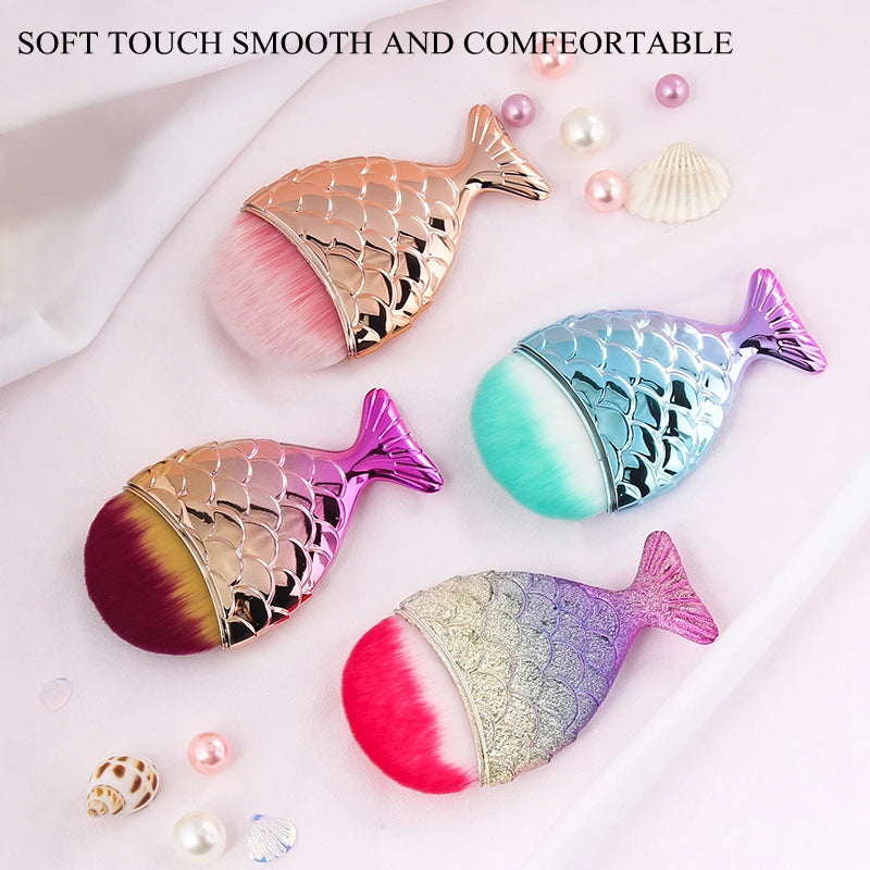 7 Types Fishtail Cosmetic Brush Soft Not Easy Fall Off Fishtail Shape Nail Brush Professional Cleaning Dust Powder For Nail Care