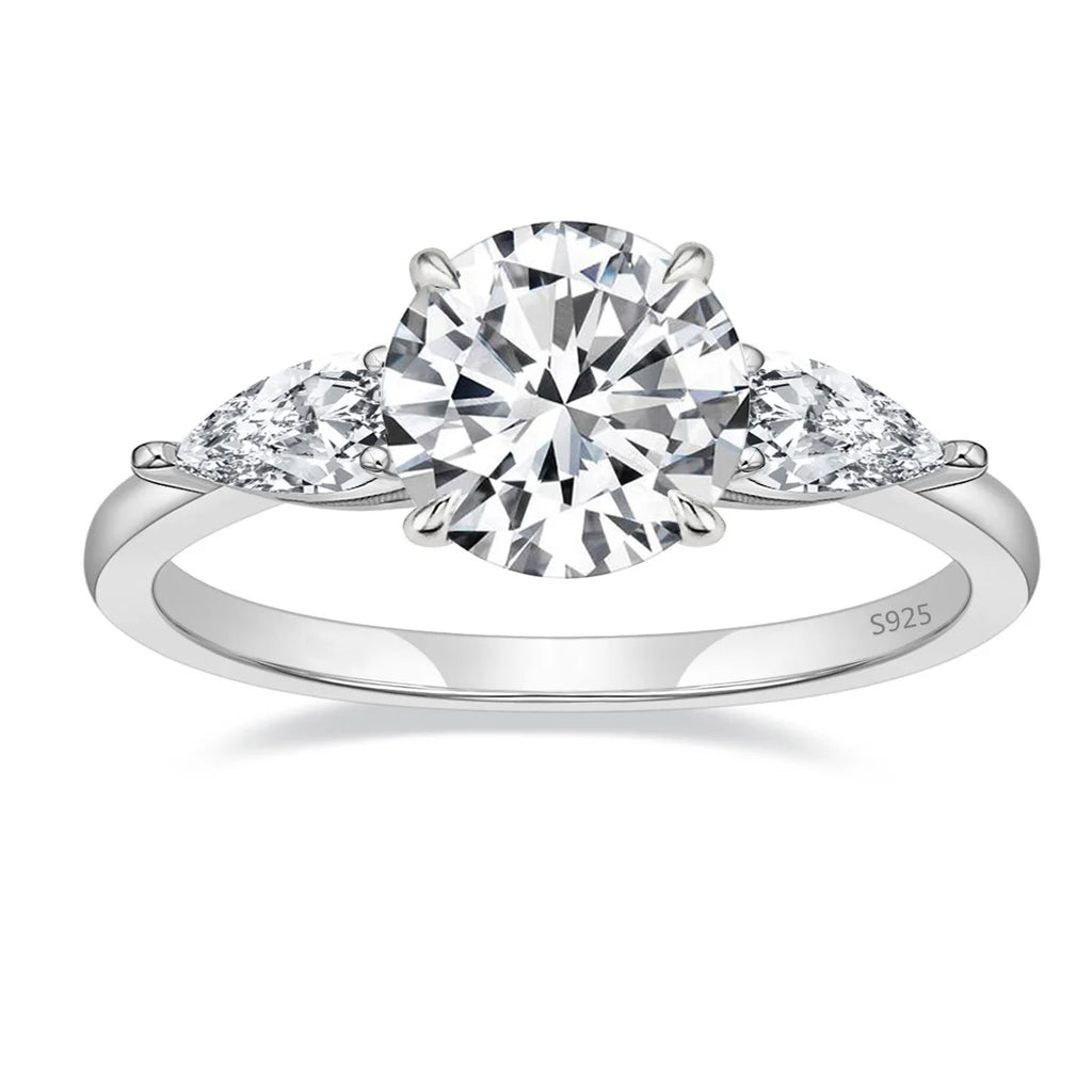 OAHLAN Hot Selling Fashion Jewelry Luxury 2CT Round Cut Moissanite S925 Sterling Silver Rings for Women Engagement Wedding Gift