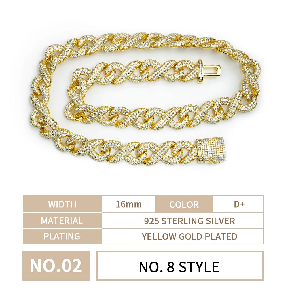 Hiphop Jewelry Iced Out Big Size 20 22 24 Inches square Marquise Clustered Moissanite Diamond Bracelet Necklace Setting