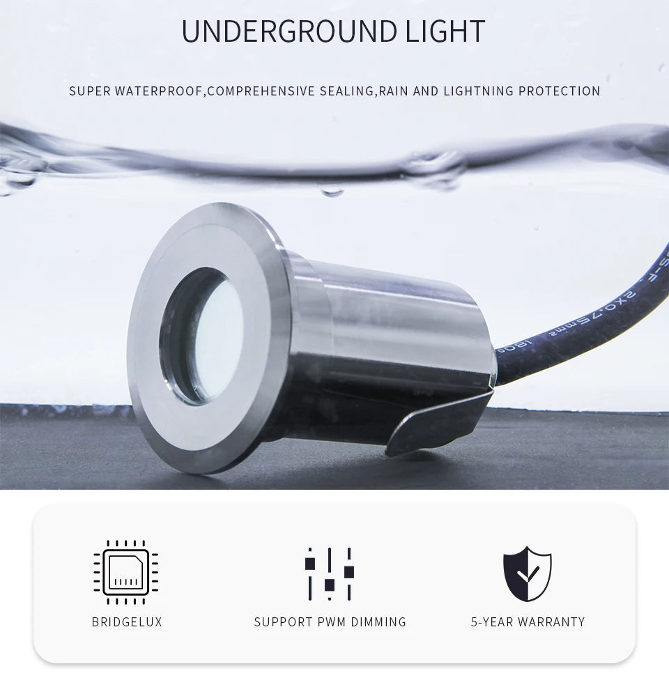 IP68 Waterproof Led Underground Light Outdoor Terrace Spot 12V RGB Garden Decoration Dimmable Recessed Floor Deck Lamp 3W DMX512