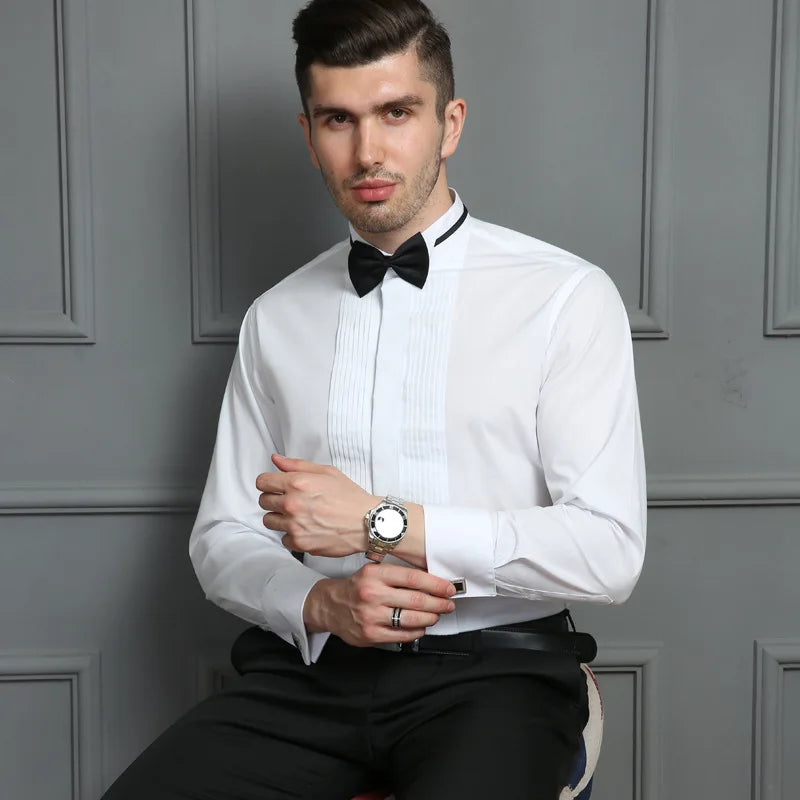 Wingtip Tuxedo Pure Performance Winged Collar Dress Shirt With Red Black Bow Tie