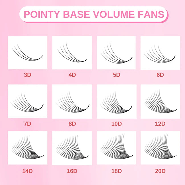500 Fans 5d 6d 10d Loose Premade Fans  Handmade sharp Base C D Curl Eyelash Loose Promade Volume Fans Loose 20d Lash Extension