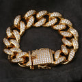 Trendy Hip Hop Baguette Zircon Cuban Chain Bracelet 22cm 18K Gold Plated Unisex Gift Jewelry