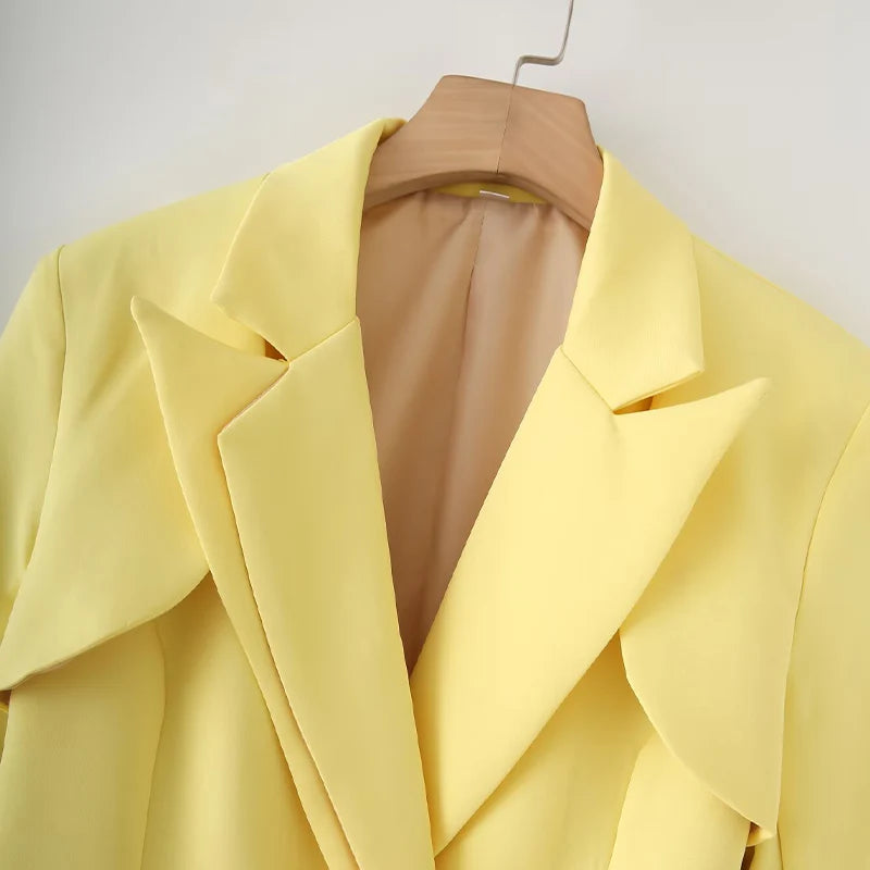 ZATRHMBM Autumn Women's Wear 2025 New Fashion Irregular Solid Color Coat Retro Casual Lapel Slim Fit Ladies Top