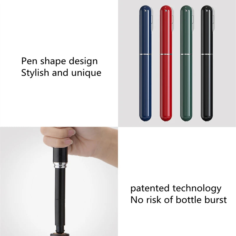 Portable Wine Corkscrew Pen Shape Air Pump Red Wine Bottle Opener with Foil Cutter Kitchen Accessories Quick Cork Removal Tools