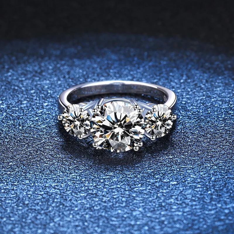 OAHLAN Luxury Jewelry Romantic 2ct Round Cut D Grade VVS1 S925 Sterling Silver Moissanite Rings for Women's Engagement Wedding