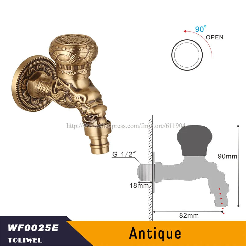 Antique Brass Bathroom Wall Mount Sink Basin Cold Water Faucet Tap G 1/2 Inch Outdoor Garden Hose Faucet Mop Sink tap TWL031