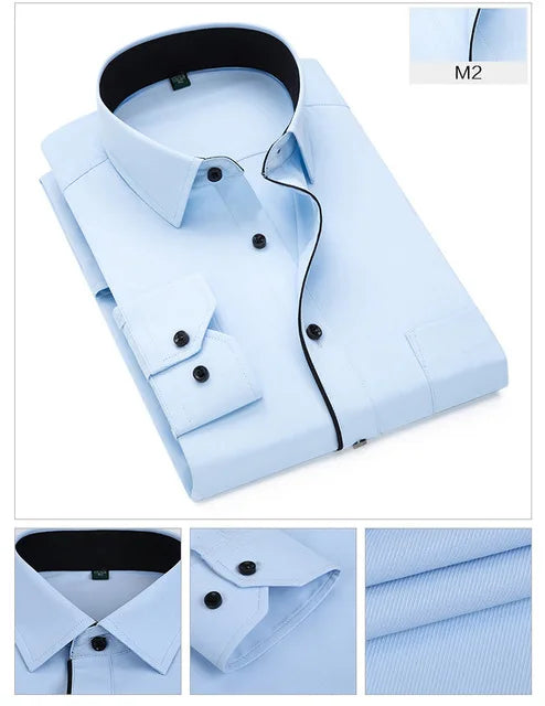 Brand New Men Shirt Male Dress Shirts Striped Men's Casual Long Sleeve Business Formal Plaid Shirt camisa social