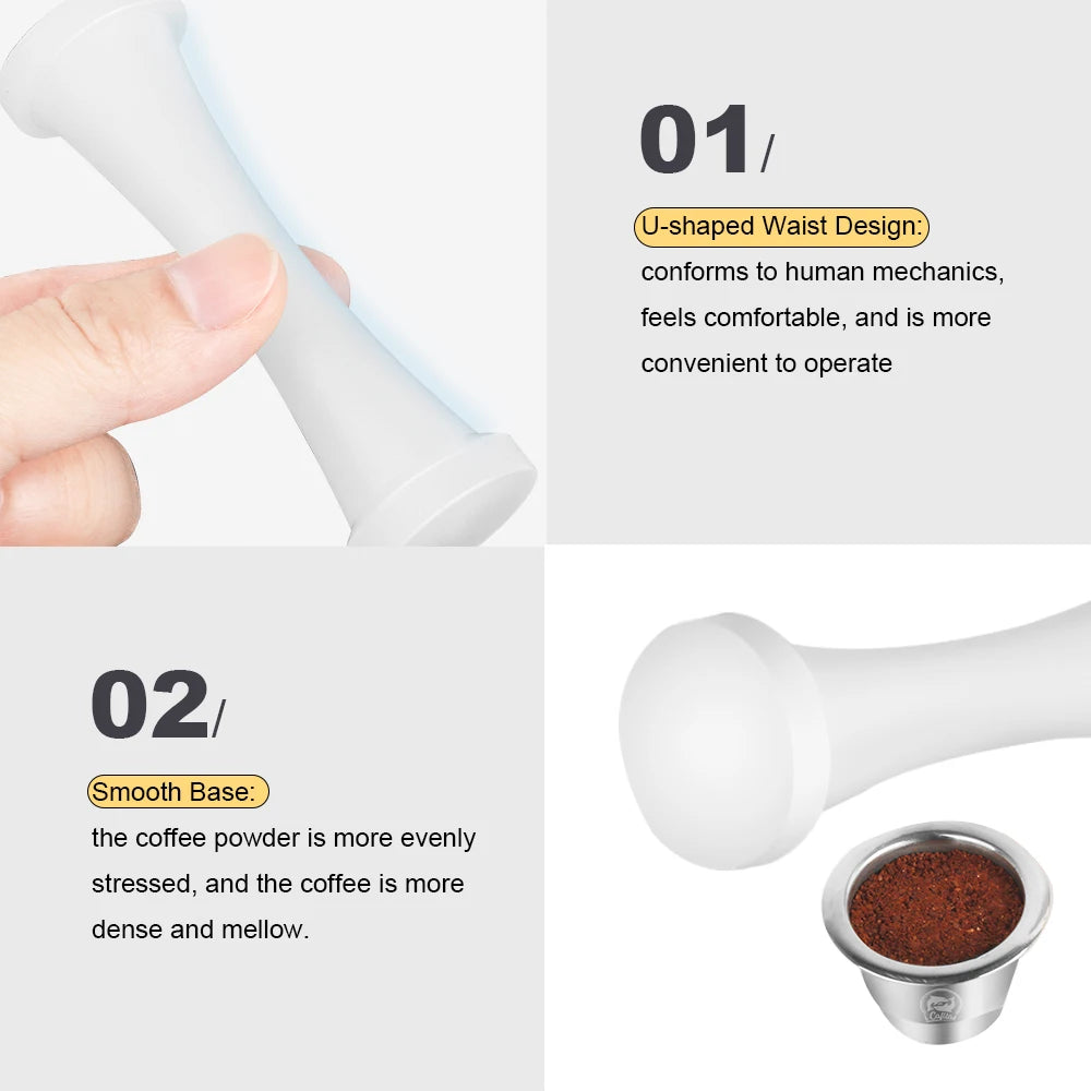 Icafilar Reusable Coffee Capsule Pod for Nespresso Stainless Steel Espresso Crema Coffee Filter Aluminum Foils Lid Tamper Dosing