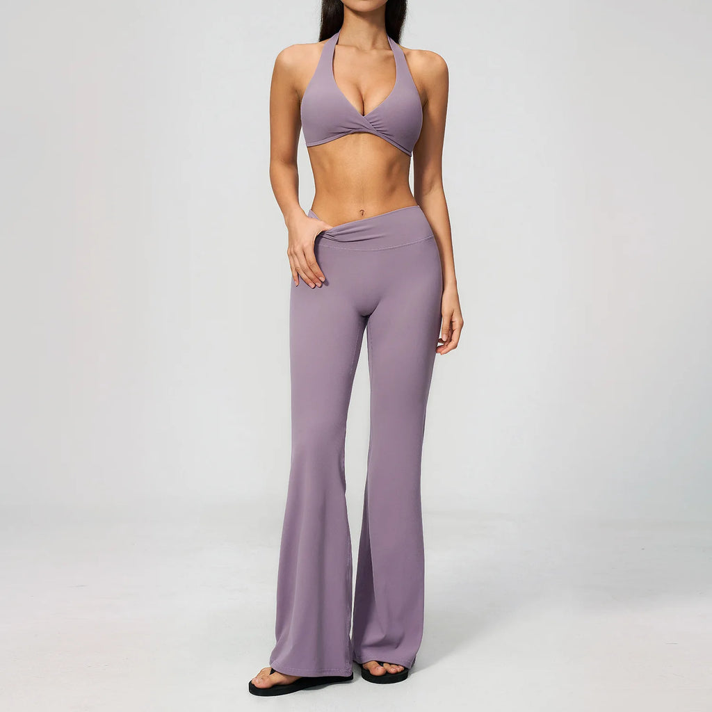 Yoga Set Deep V-back Waist Tightening Hip Lifting Fitness Running Set
