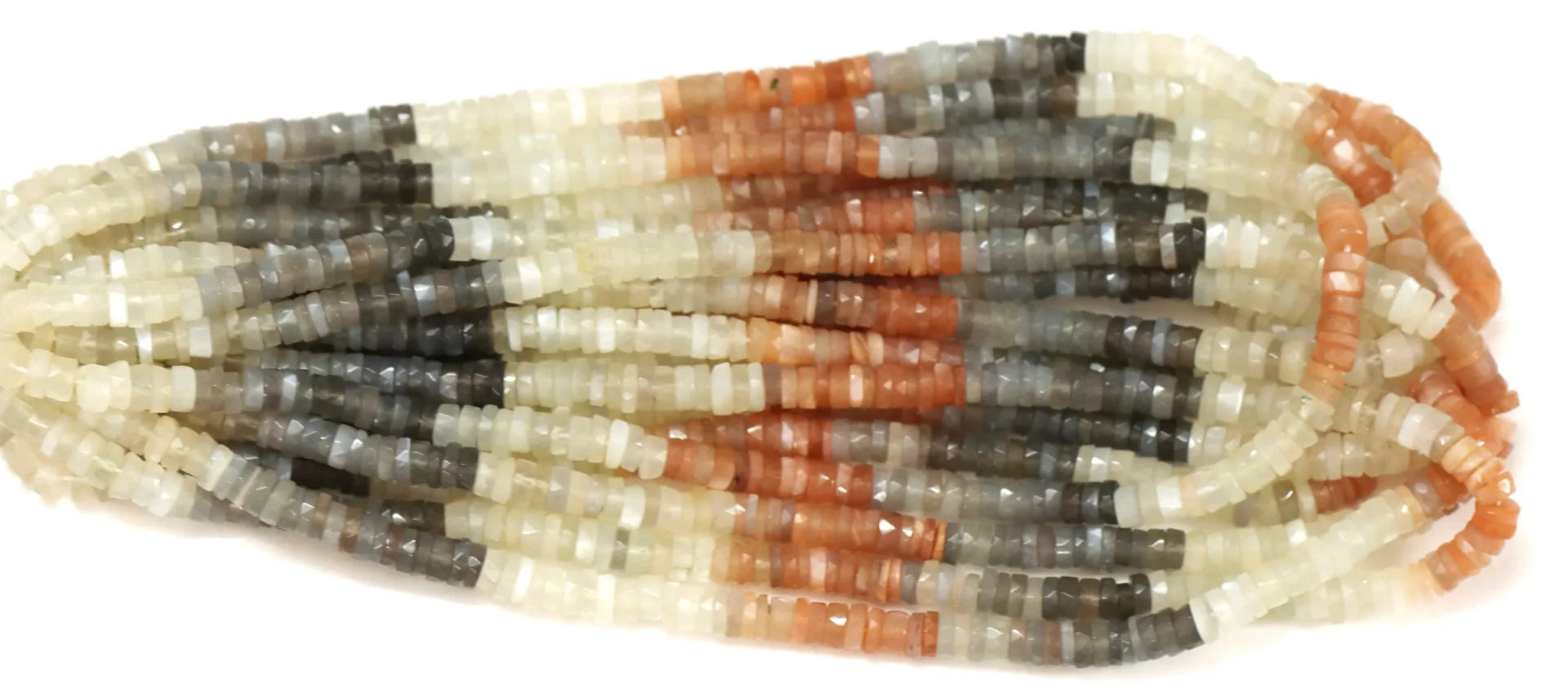 Multi Moonstone Faceted Tyre Shape Heishi Beads AAA Quality Multi Color 8/16 Inch Length Natural Gemstone Jewelry Craft