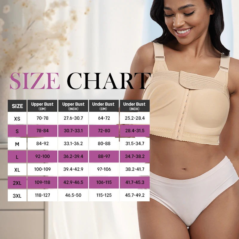 Professional Medical Breast Augmentation Post-op Shapewear Push up Faja Bra Tops with Breast Implant Stabilizer Band Design