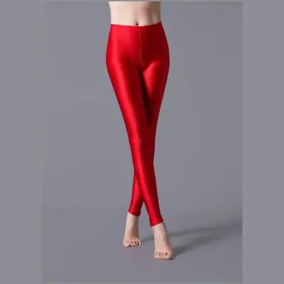 Women Shiny Pant Leggings Hot Selling Leggings Solid Color Fluorescent Spandex Elasticity Casual Trousers Shinny Legging