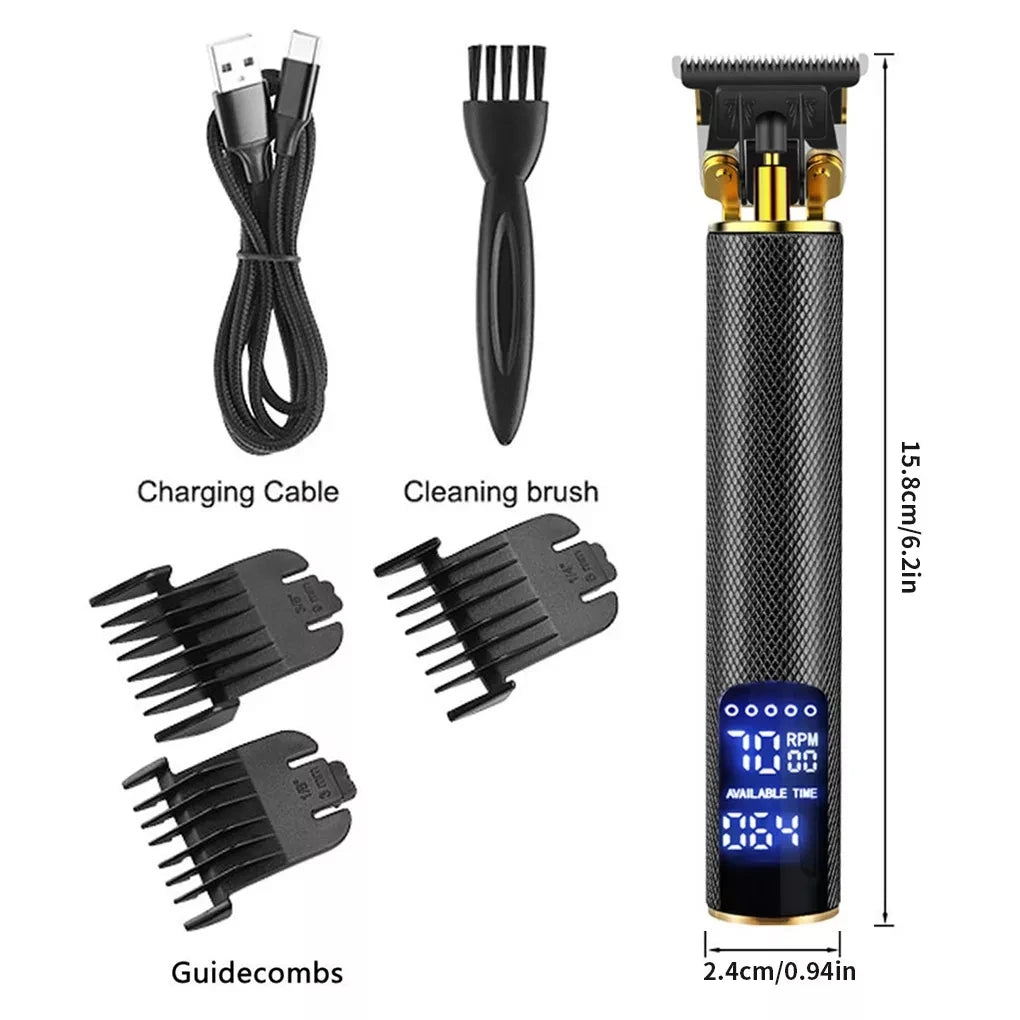 Customization Logo 7000RPM USB Rechargeable Barber LCD Machine Hair Cutting Beard Trimmer for Men Haircut Hair Trimmers Custom