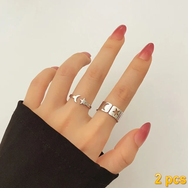 Trendy Gold Butterfly Rings for Women Men Lover Couple Rings Set Friendship Engagement Wedding Open Rings N2203181