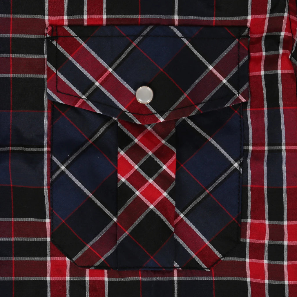 Men's Western Pearl Snap Button up Casual Cowboy Long Sleeve Two Pockets Work Plaid Shirts