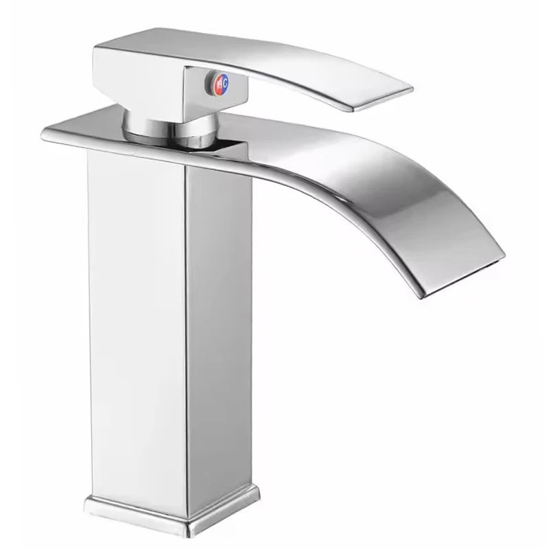 Bathroom Faucet Brushed Nickel Waterfall Faucet Single Hole Modern Stainless Steel Water Mixer Tap Bathroom Water Basin Faucet