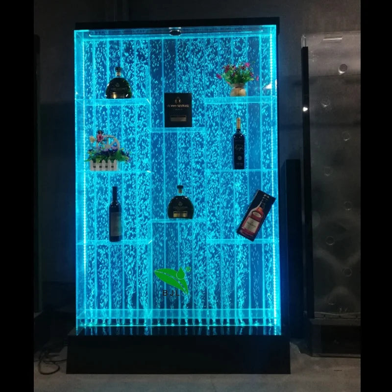 Home Wine bar Cabinet Furniture Colourful Acrylic Water Bubble Wall Led Wine Cabinet