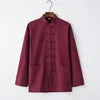 Traditional Chinese Style New Year Hanfu Men Tops Kung Fu Solid Linen Tai Chi Wushu Outfit Vintage China Shirt Clothing