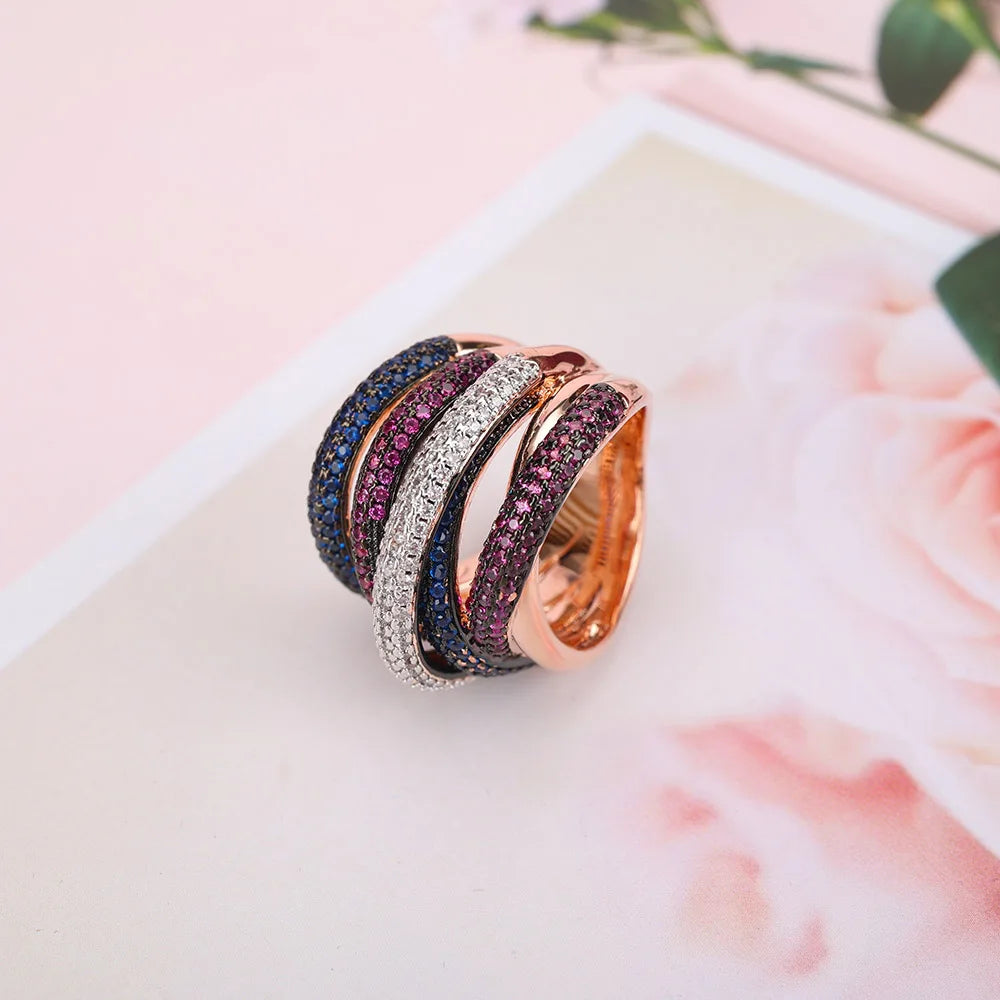 002332 Monaco Designer Luxury Twist Lines Geometry Cubic Zironium Engagement Dubai Naija Bridal Finger Rings Jewelry Addiction