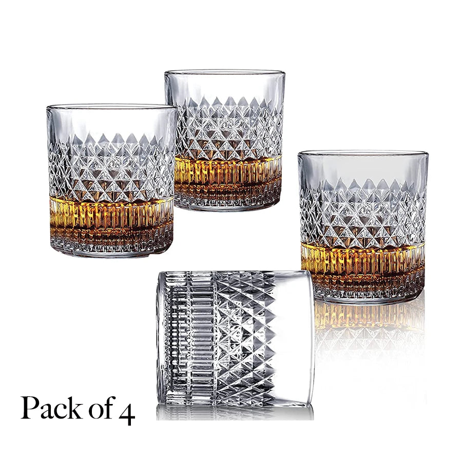 4PCS Fashion Whiskey Glasses, Scotch Whisky, Bourbon, Cocktails, RUM, Durable Whiskey Glasses