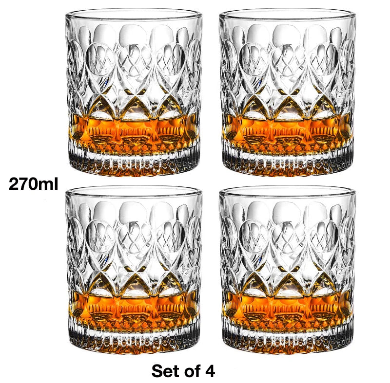 4PCS Fashion Whiskey Glasses, Scotch Whisky, Bourbon, Cocktails, RUM, Durable Whiskey Glasses