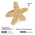 New Luxury Summer Design Waterproof Ring Stainless Steel 18K Gold Starfish Rings