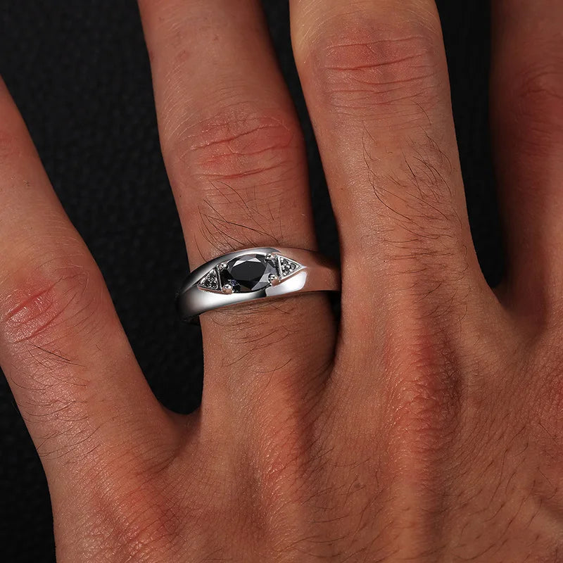 Pass Diamond Tester Eye of Horus Black Moissanite Ring Men Silver 925 Adjustable Moissanite Rings for Men