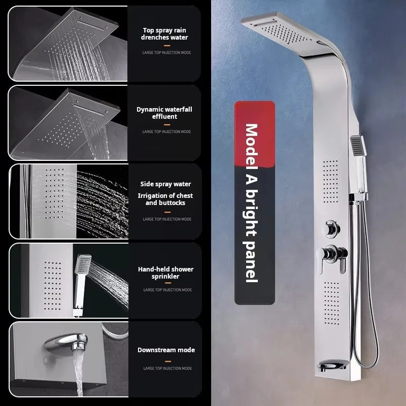 Wall Hotel Thermostatic Shower Set Led Screen Digital Display Temperature Shower Panel Stainless Steel Brass Shower System