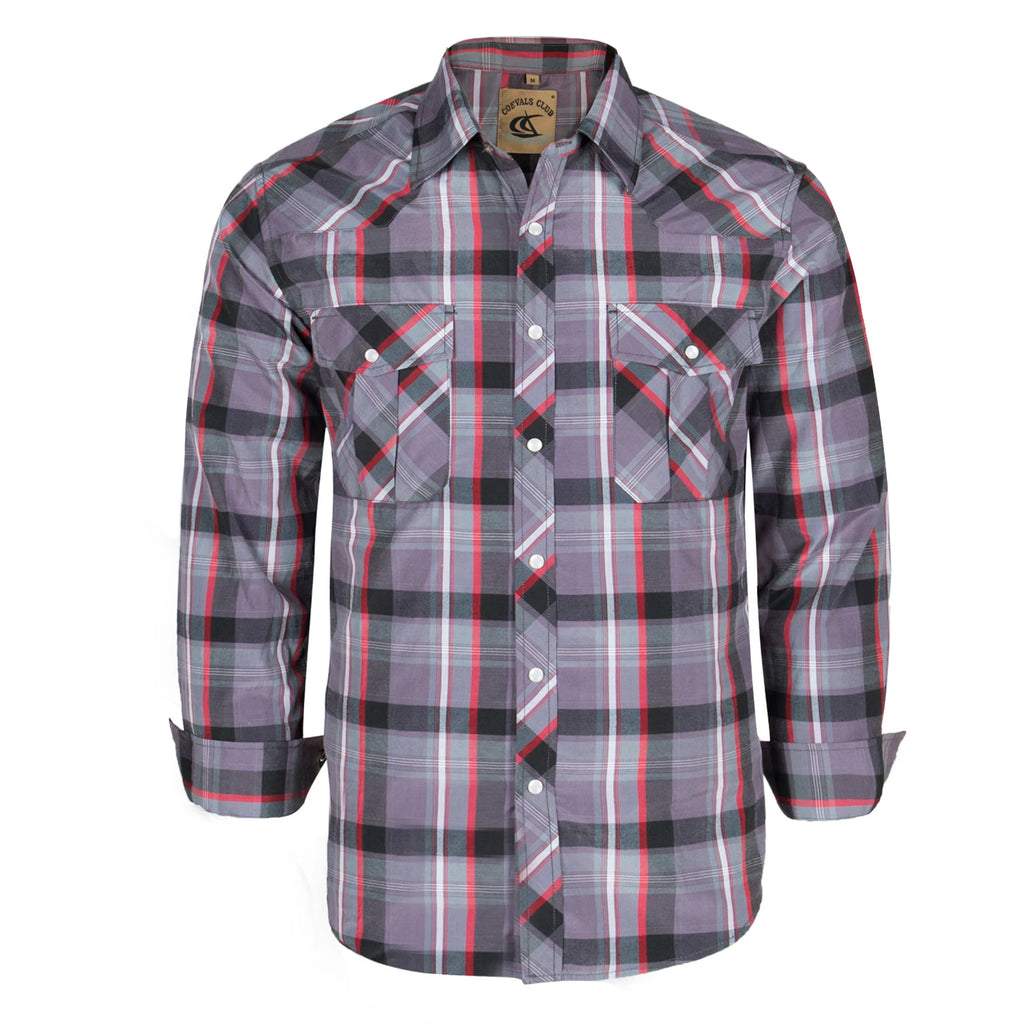 Men's Western Cowboy Long Sleeve Pearl Snap Casual Plaid Work Shirts
