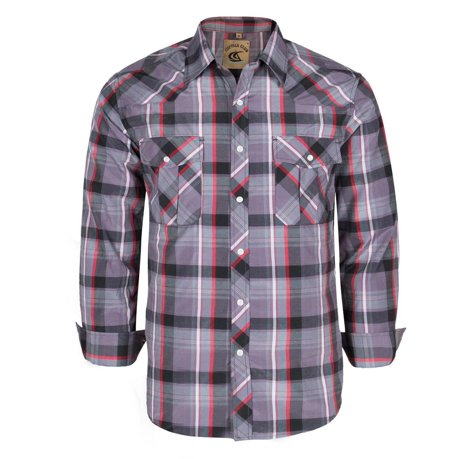 Men's Western Cowboy Long Sleeve Pearl Snap Casual Plaid Work Shirts