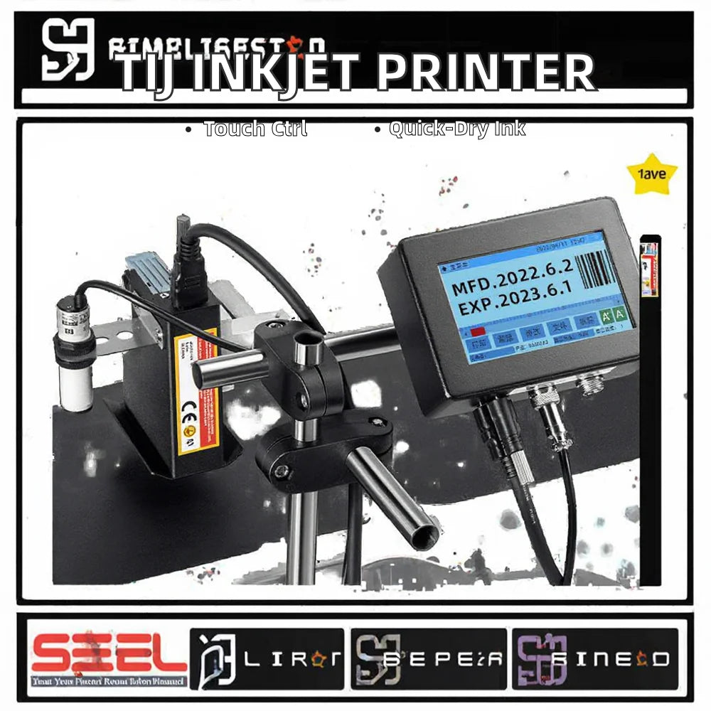 New Semi-Automatic TIJ Ink Jet Printer Multifunction Touch Screen Fast Dry Ink 1 Year Warranty Batch Code Date Printing for