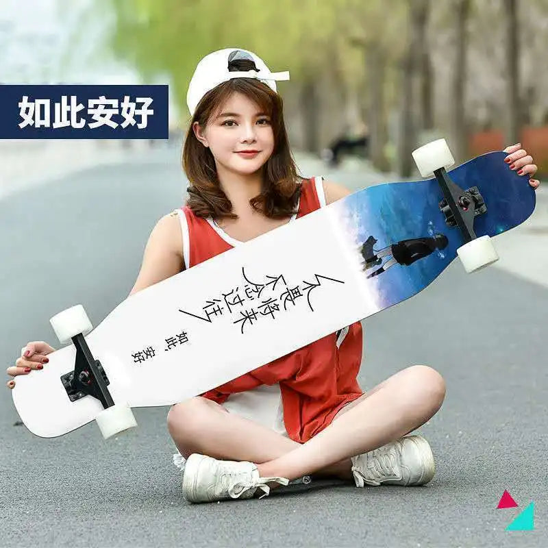 Beginners Long Board Skateboard Female Male Adults Students Teenagers Four-Wheel Magnesium Alloy Walking Dance Board China