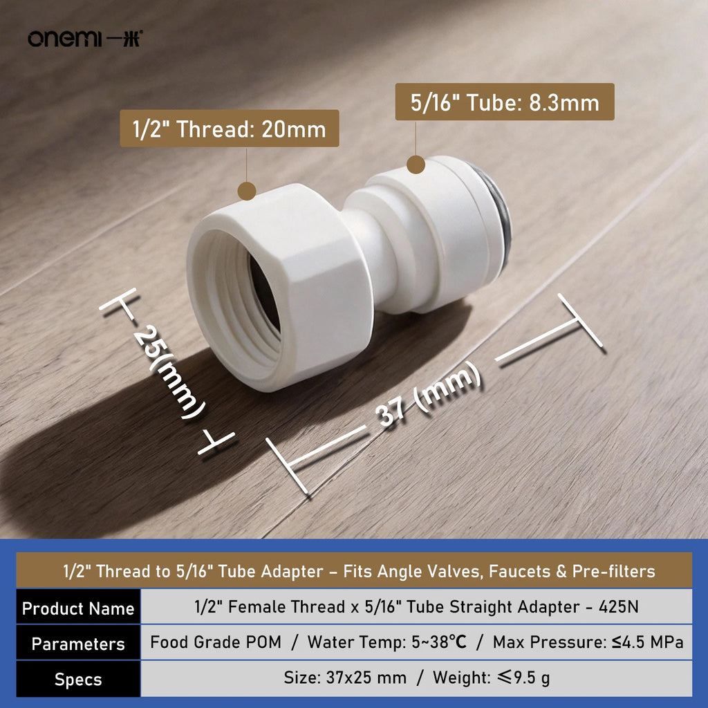 OEM Manual Ball Valve Quick Connect Reducing Union Fitting 1/4 Inch to 3/8 Inch POM Step Down Adapter for Car RO Water Filter