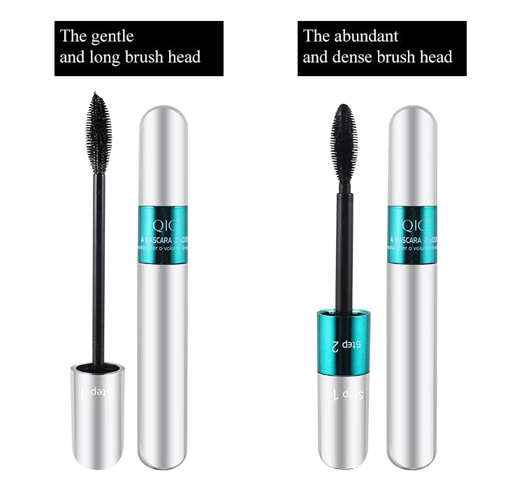 QIC 4D Silk Fiber Lash Mascara 2 in 1 Thrive Mascara Makeup Waterproof Lengthening Thickening Mascara VIBELY 4D