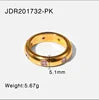 RFJEWEL Shiny Stainless Steel Gold Plated Rings with CZ Stones Adjustable Rings Pink Stone Simple Rings