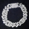 Factory Wholesale Hip Hop 925 Silver 15mm Chain Baguette Moissanite Tow Tones Bracelets Custom Cuban Link Men Jewelry