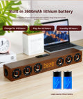 K6 Multifunctional Home Theatre Soundbar Speaker with RGB LED Lighting Wooden for Bluetooth Subwoofer Clock Alarm Battery