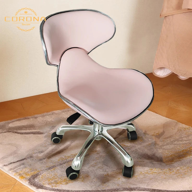 Modern Pink White Gold Beauty Salon Salon Stool Rotating Pedicure Stool