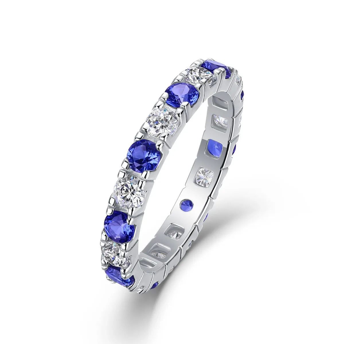 Pass Diamond Tester 3MM Lab Grow Emerald GEM Main Stone Band Solid 925 Silver VVS Moissanite Eternity Band Rings for Women