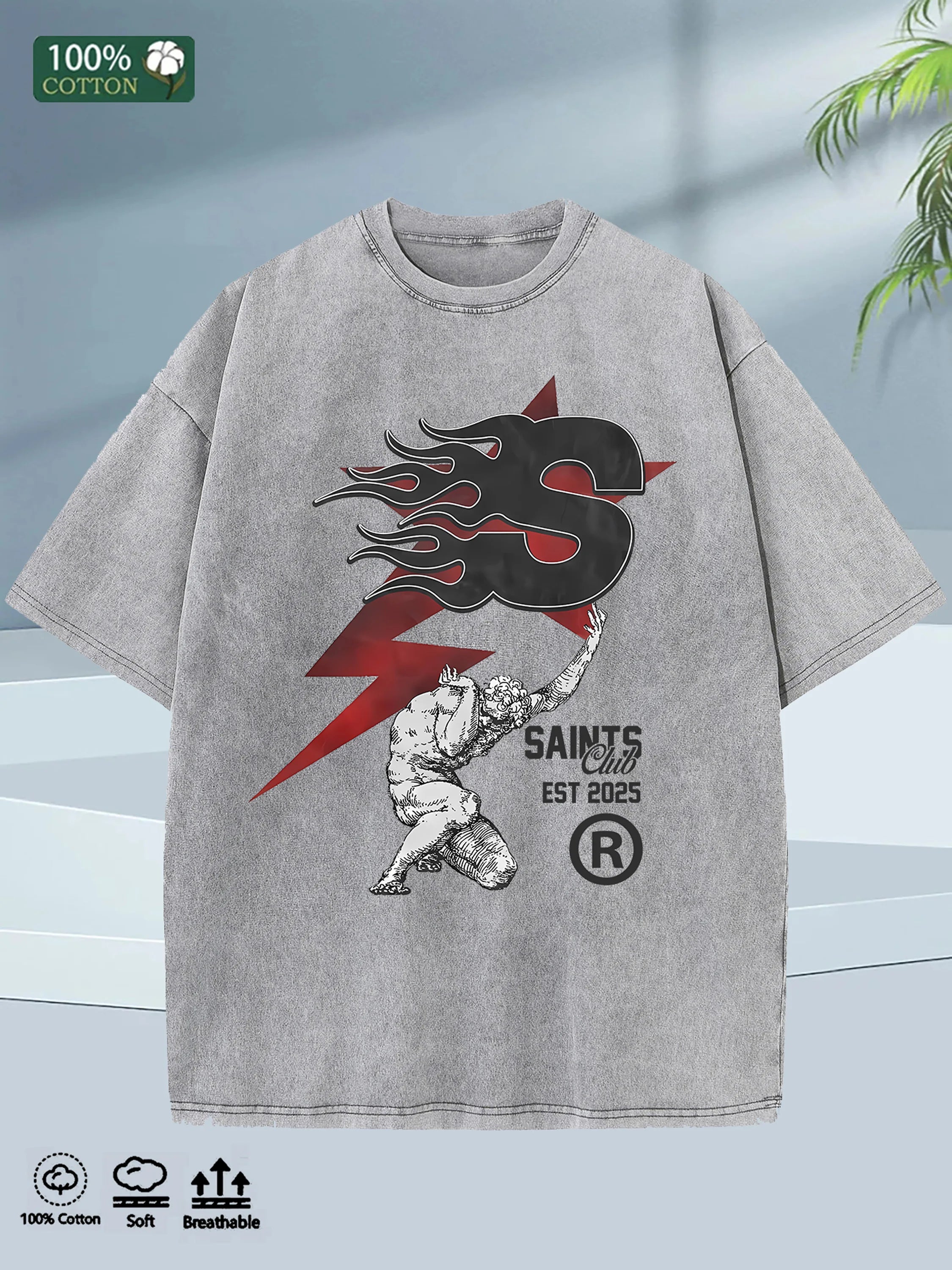 Mens Oversized Basic Tee 100 Cotton 2025 Washed Soft Round Neck 5 Colors