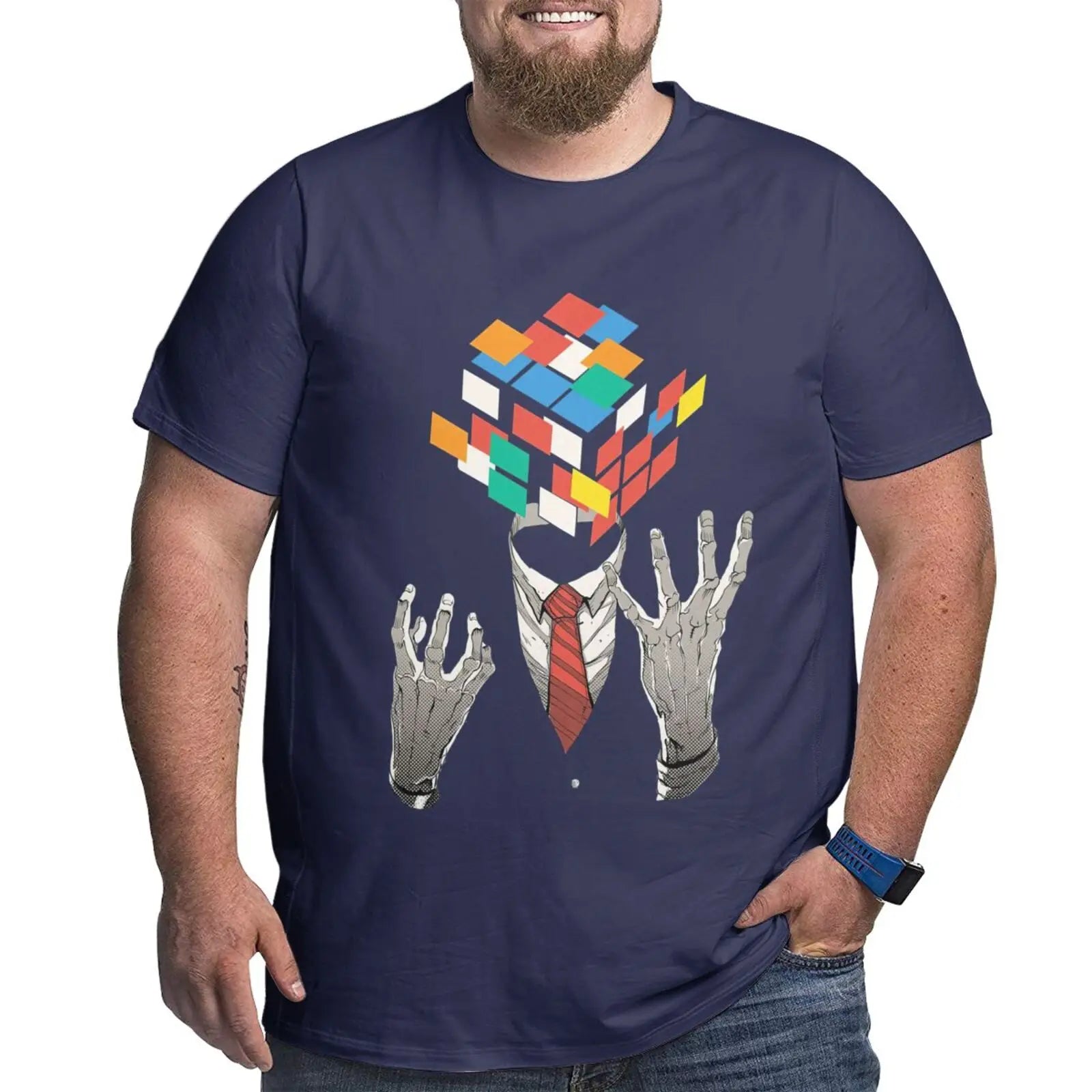 Unique Design Graphic Men T Shirts Plus Size Oversized Cotton T-shirts for Big Man Black Summer Short Sleeves Clothes Tops