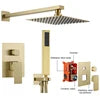 Shower System with Stainless Steel Shower Head for Bathroom Hotel Outdoor Brushed Golden Concealed Shower Set