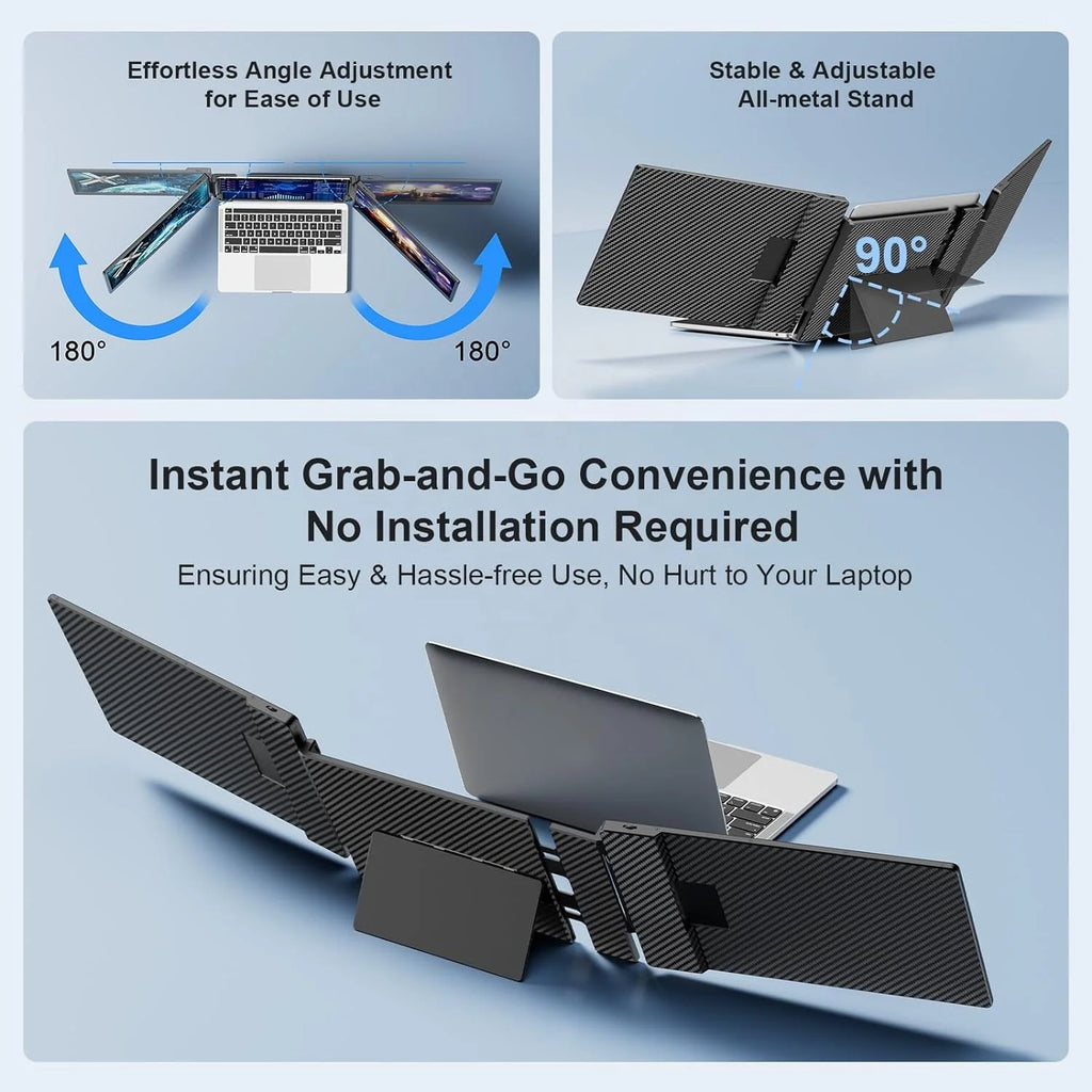 Factory OEM/ODM Easy Connection 14 inch Laptops Dual 1080P LCD Display Notebook Laptop Triple Screen Monitors